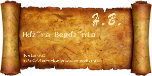 Héra Begónia névjegykártya